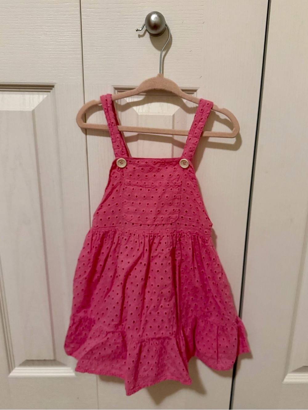 Zara Hot Pink Eyelet Pinafore Dress